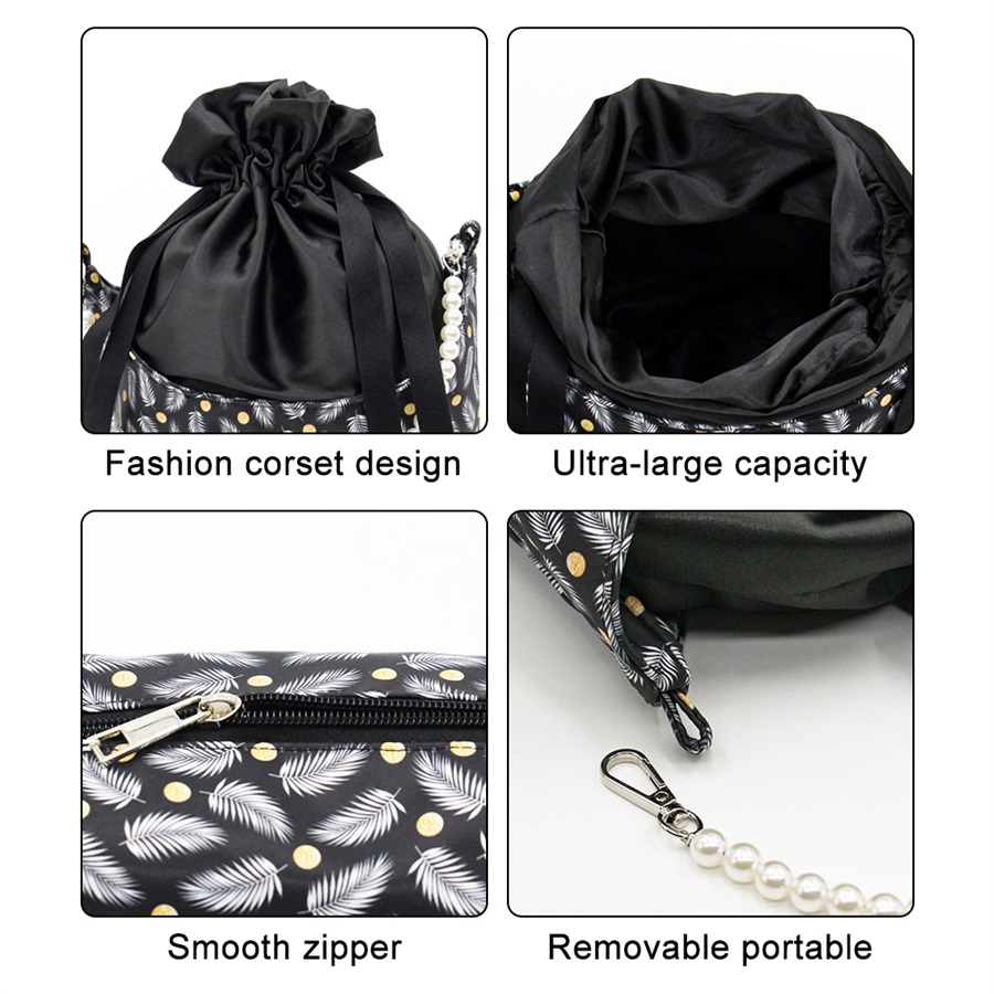Q&N drawstring polyester bucket makeup bag