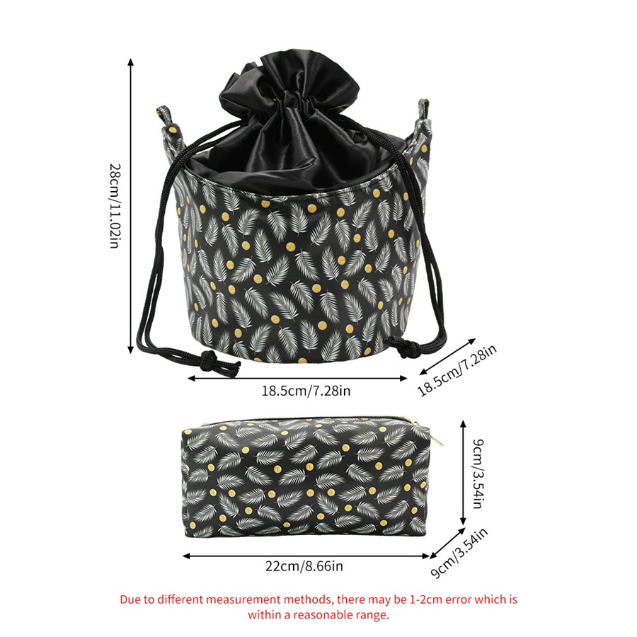 Q&N drawstring polyester bucket makeup bag