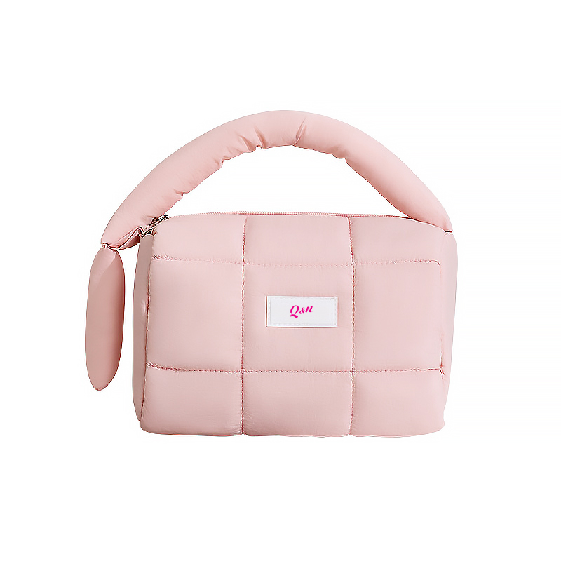 Large Capacity Makeup Storage Women's Quilted Makeup Bag Private Label Fashion Travel Cosmetic Bag with Zipper Closure