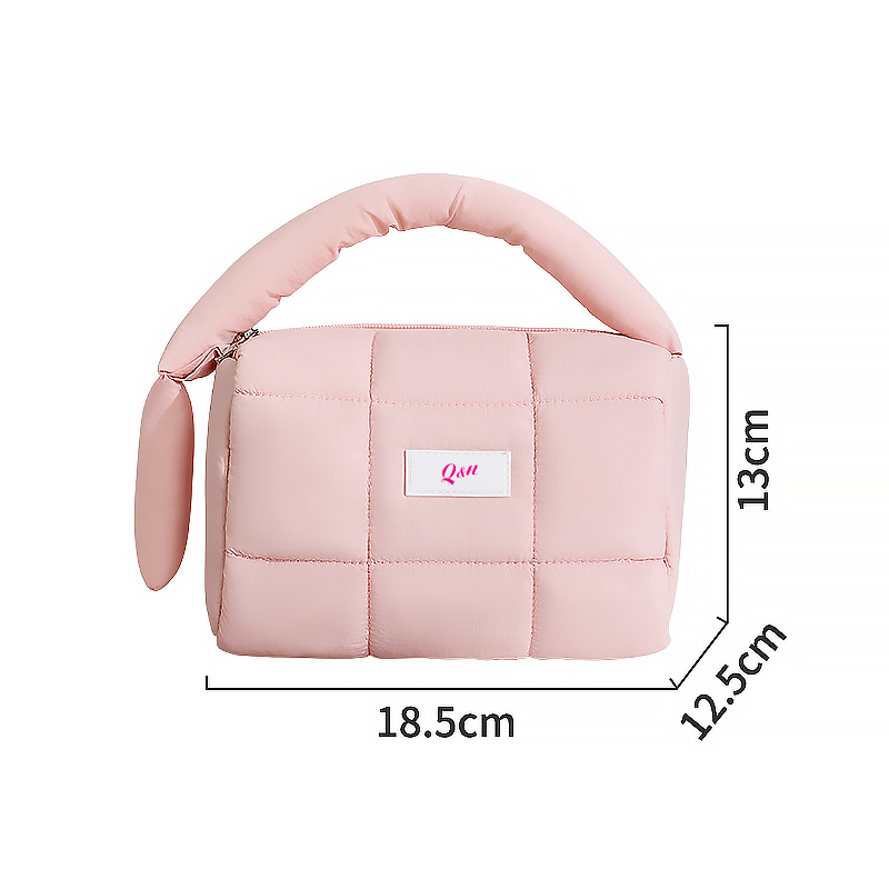 Large Capacity Makeup Storage Women's Quilted Makeup Bag Private Label Fashion Travel Cosmetic Bag with Zipper Closure