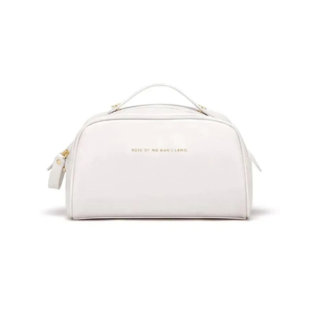 Q&N home travel essential portable double zipper large capacity pu leather cosmetic bag