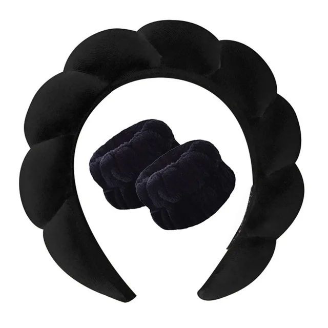 Custom Spa Headband Wristband Set with Hair Clips Skincare Makeup Headband Wrist Band
