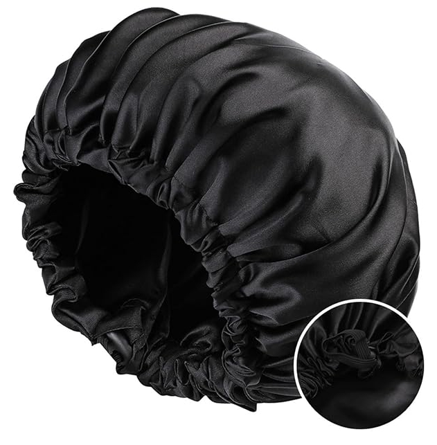 Adjustable Elastic Double Layer Reversible Hair Silk En Satin Bonnet for Sleeping Women