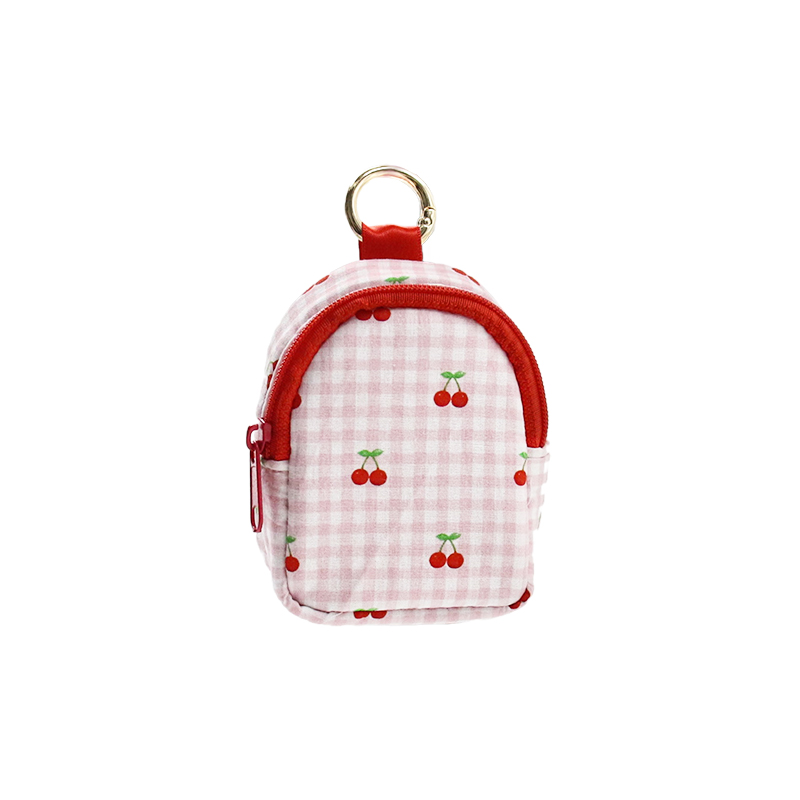 mini coin purse keychain pouch cherry bag Cute Cherry Gingham Mini Backpack Pouch